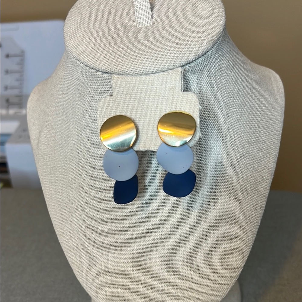 Gold and Blue Earrings NWOT